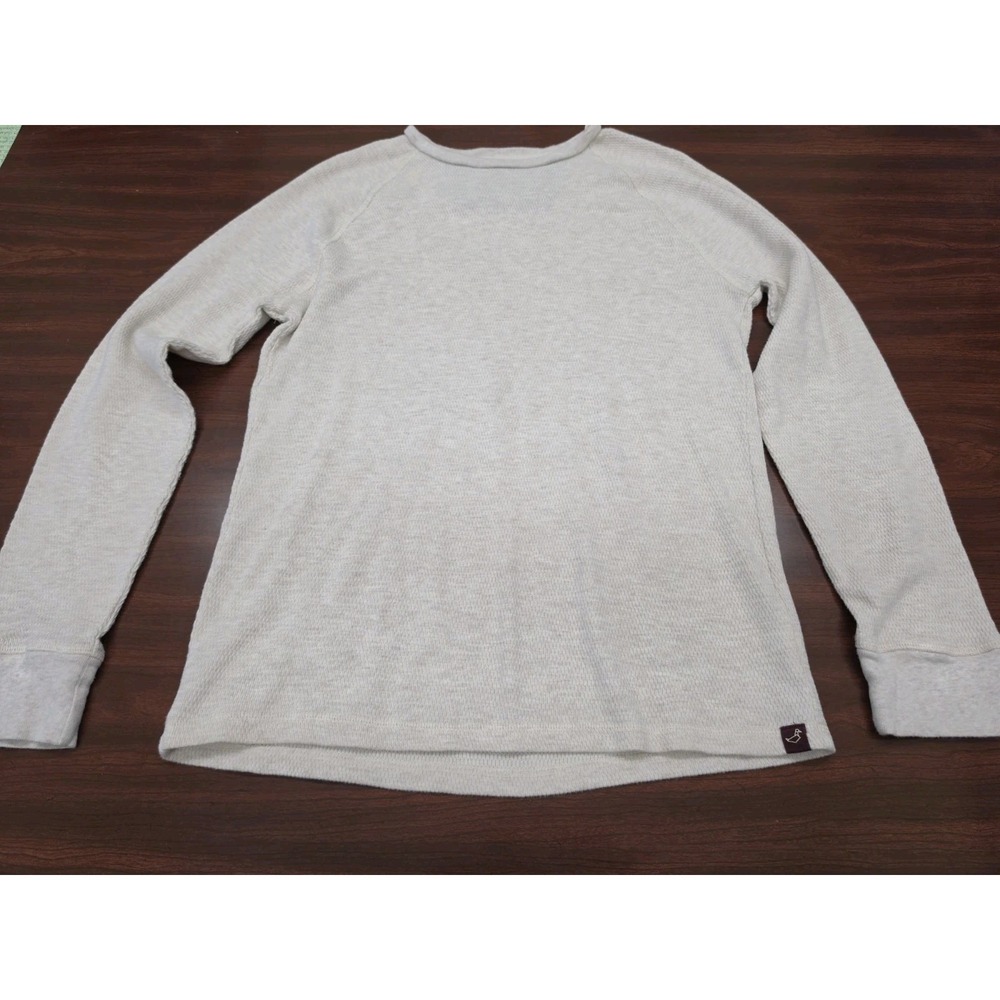 Alesbury Men M Waffle Knit Thermal Shirt Cream Long Sleeve Cotton Crew Neck